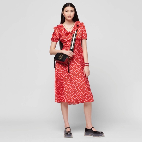 Marc Jacobs The Snapshot Leather Bag Red Black - Picture 7 of 12